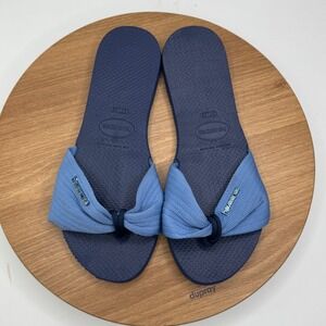 Havaianas Bow Flip Flops Thong‎ Sandals Blue Fabric Detail Women's Size 7/8